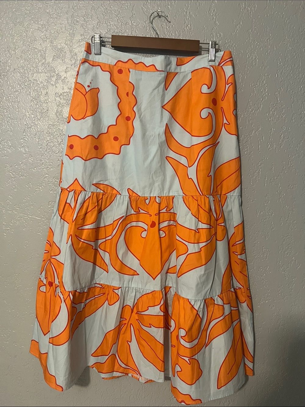 Orange Floral Tiered Maxi Skirt - Vibrant Summer Style